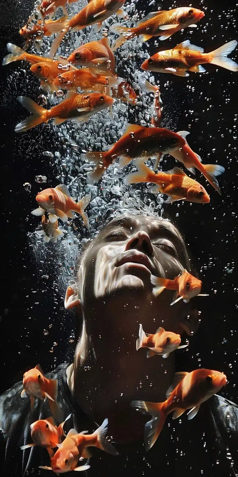 Bill Violas Human Fish Midjourney提示词