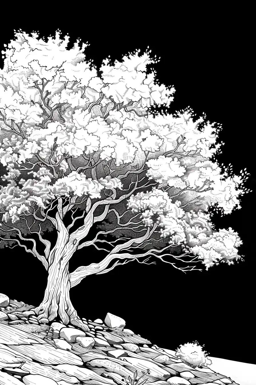 Monoline Tree Silhouette Midjourney提示词