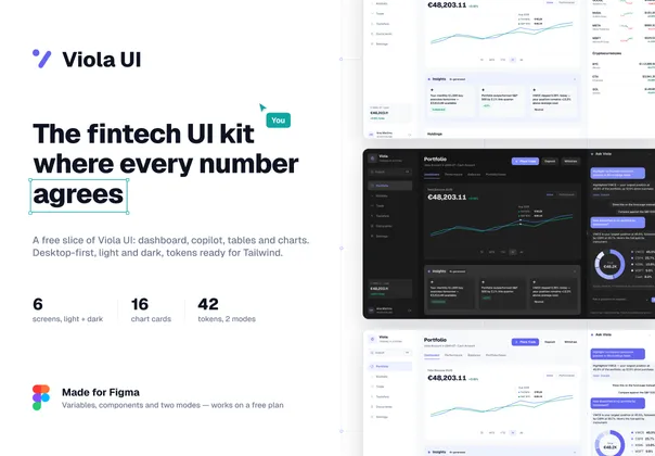 金融科技AI仪表盘UI套件（Figma），Viola UI — Free fintech dashboard kit