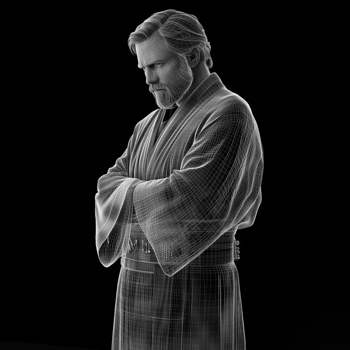 3D Obi-Wan Kenobi Hologram Midjourney提示词