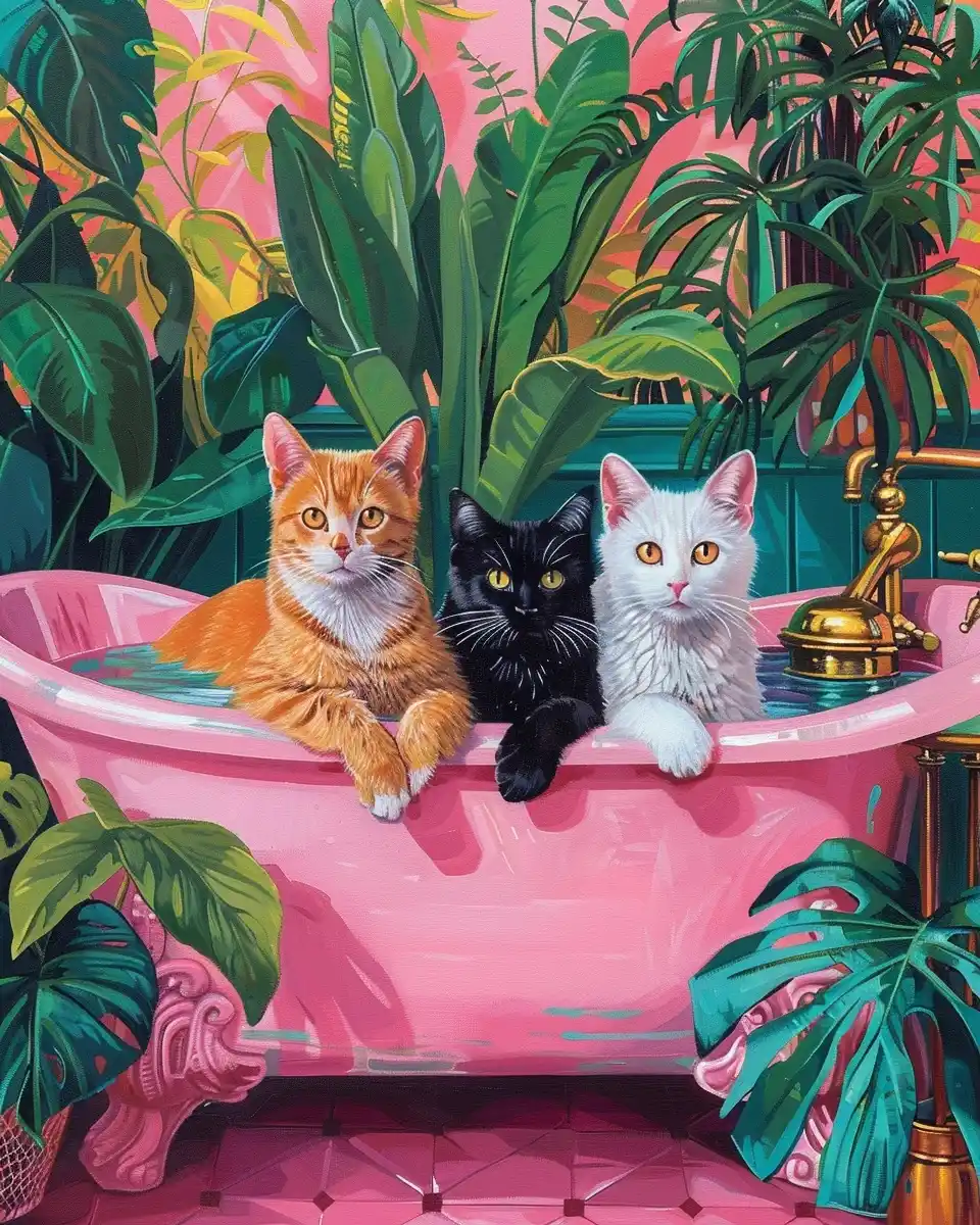 Cottagecore Cats Bathtub Scene Midjourney 提示词生成效果