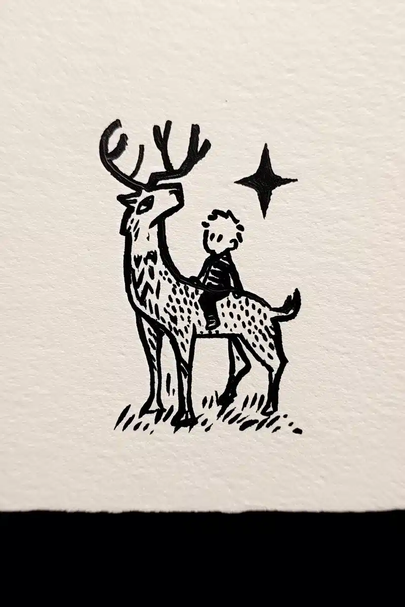 Vector Logo Boy on Deer Midjourney提示词