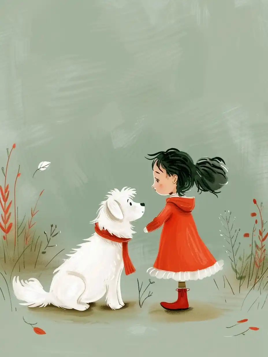 Fairy Tale Girl with Dog Midjourney提示词