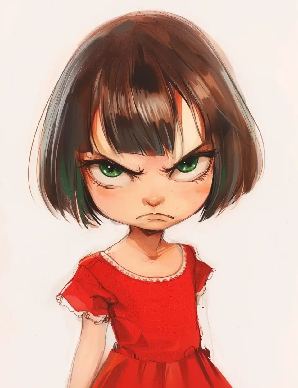 Naoko-Style Angry Girl Midjourney提示词