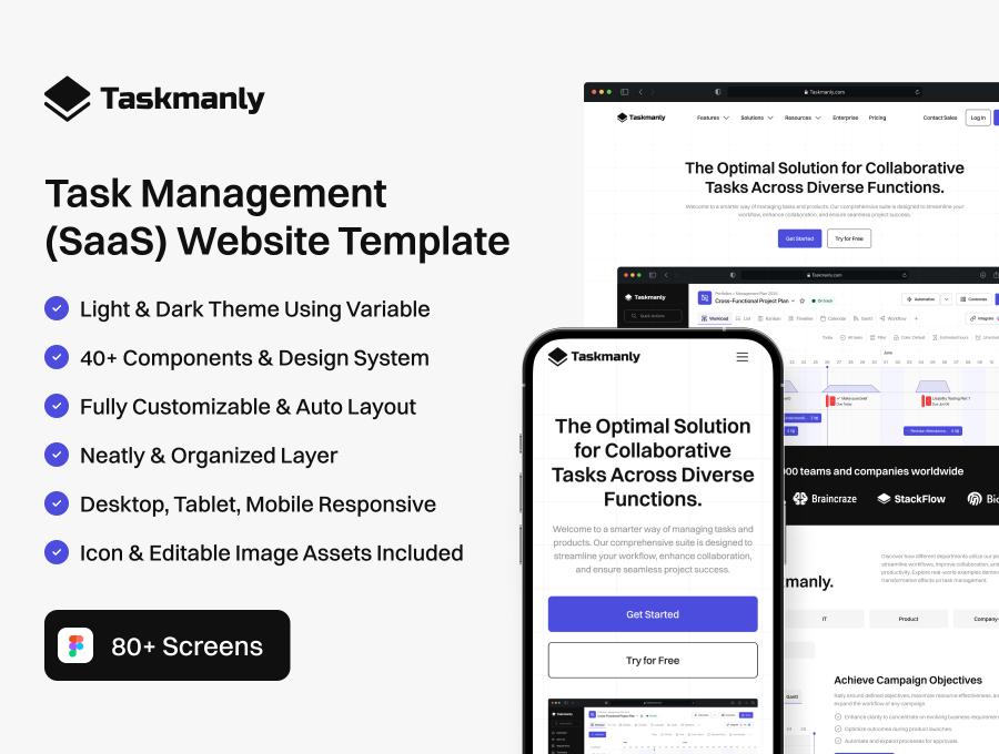 Taskmanly -任务管理网站UI工具包 Taskmanly - Task Management Website UI Kit