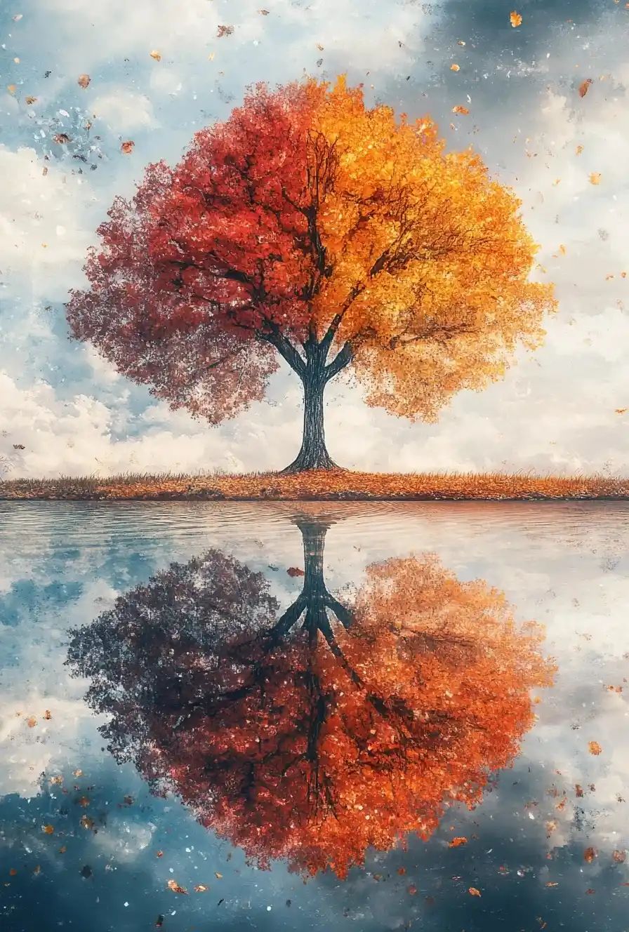 Dreamy Seasons Reflection Midjourney提示词