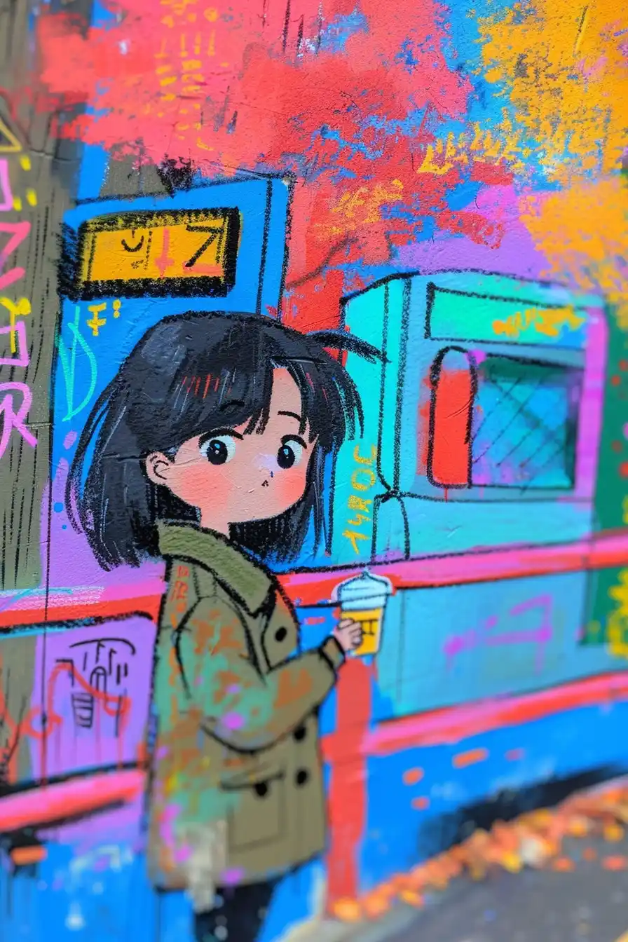 Crayon Girl Campus Midjourney提示词
