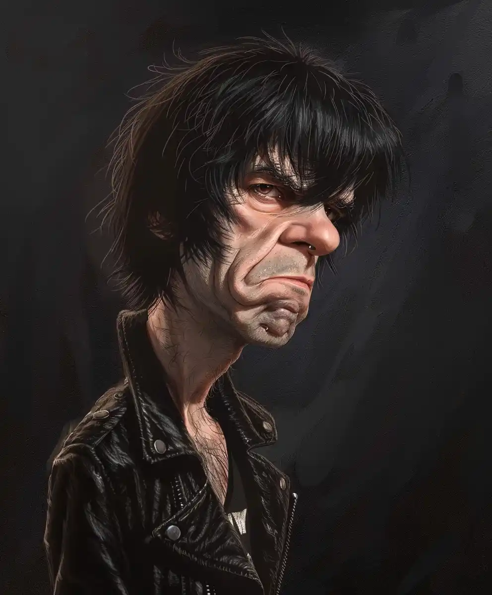 Caricatured Richie Ramone Realistic Humor Midjourney提示词