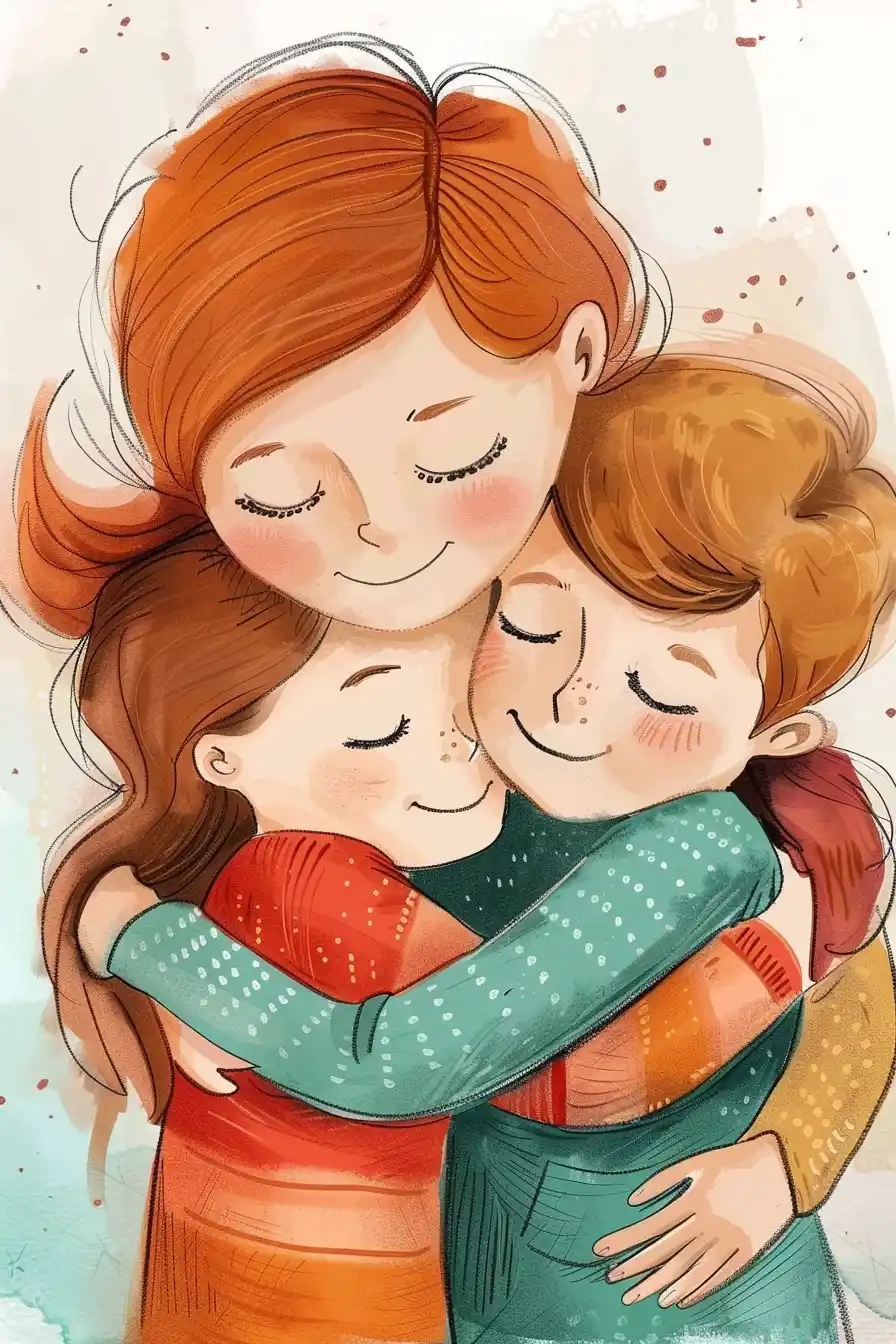 Family Hug Sketch Midjourney提示词
