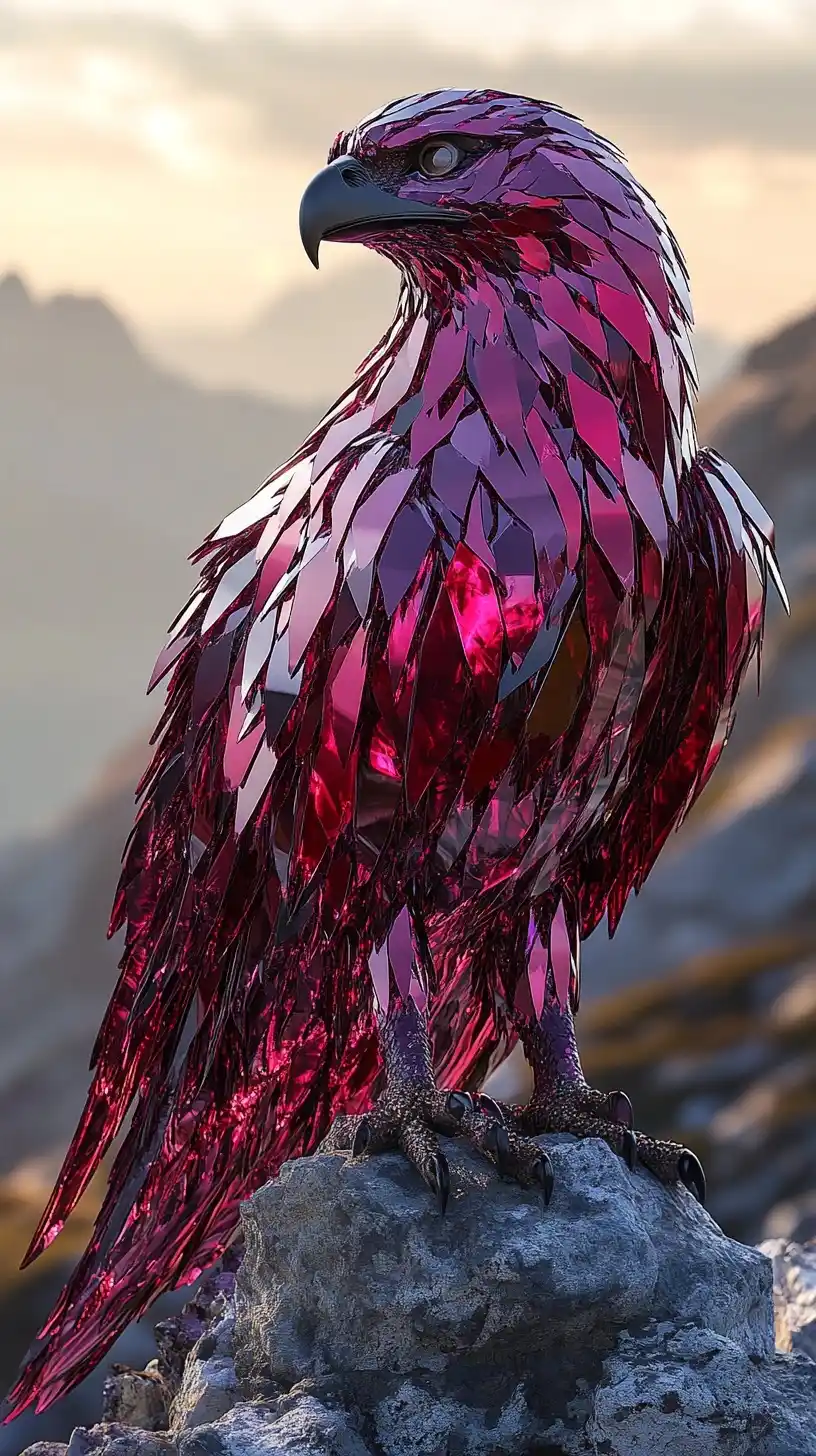 Ruby Eagle on Cliffside Midjourney提示词