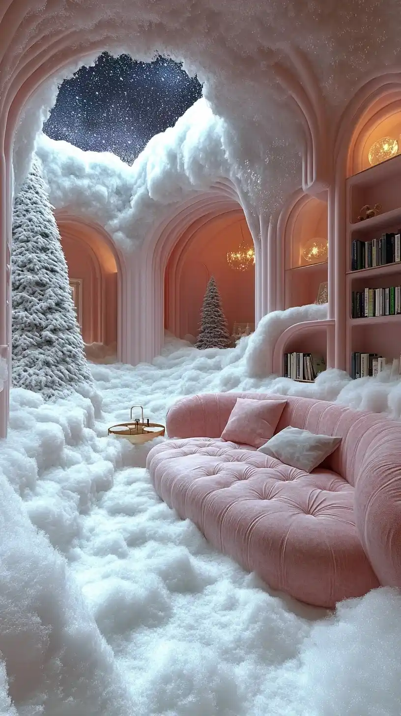 Surreal Snowy Interior Design Midjourney提示词