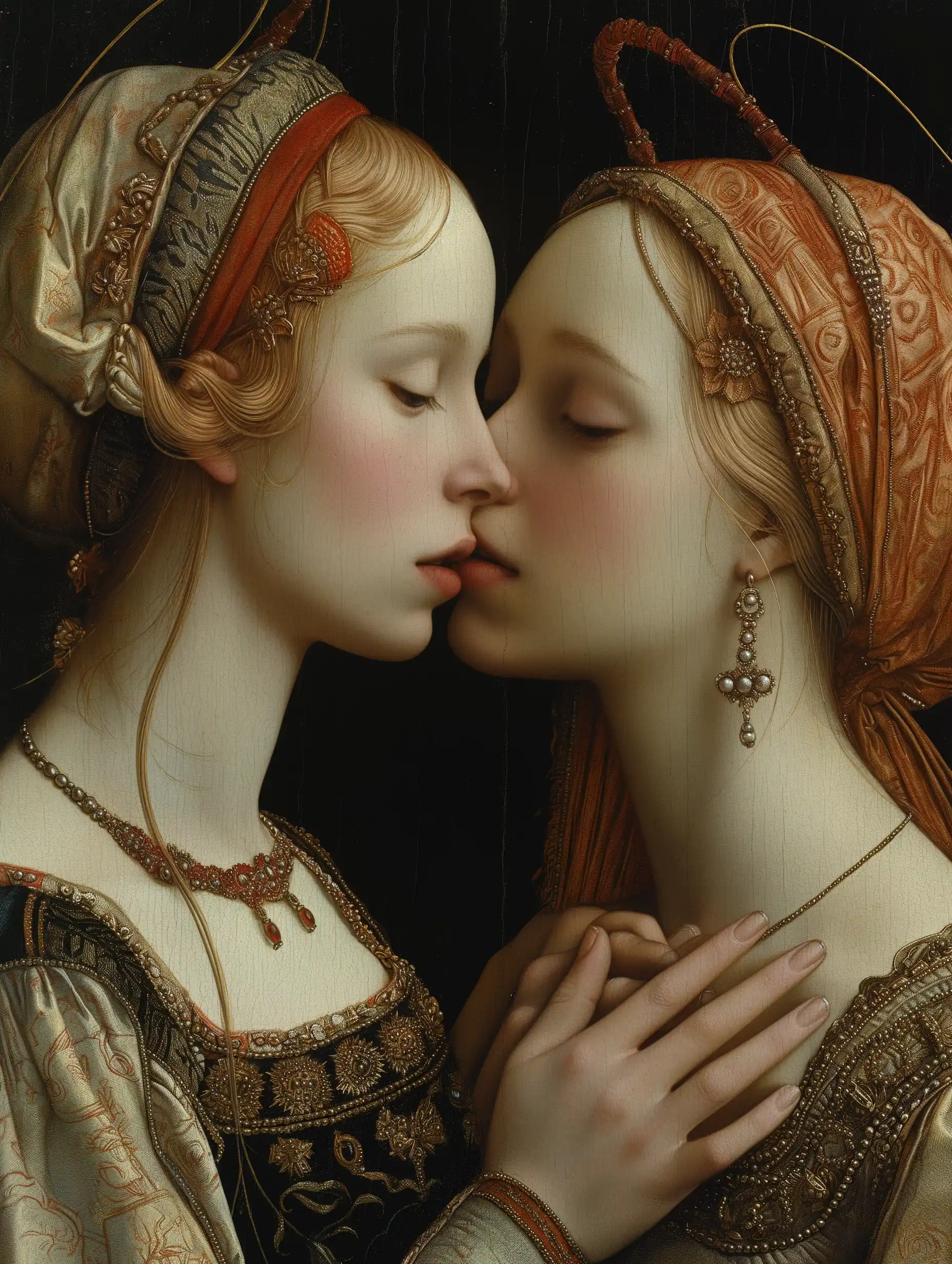 Ornate Raphaelite Lovers Portrait Midjourney提示词