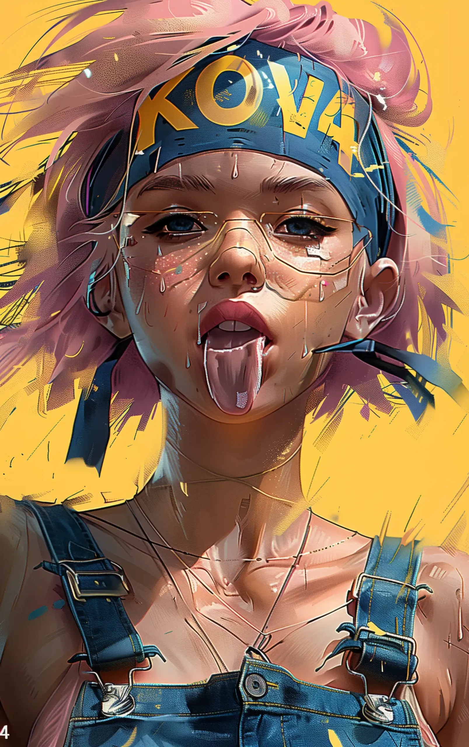 Tongue-Out Character with KOV4 Headband Midjourney提示词