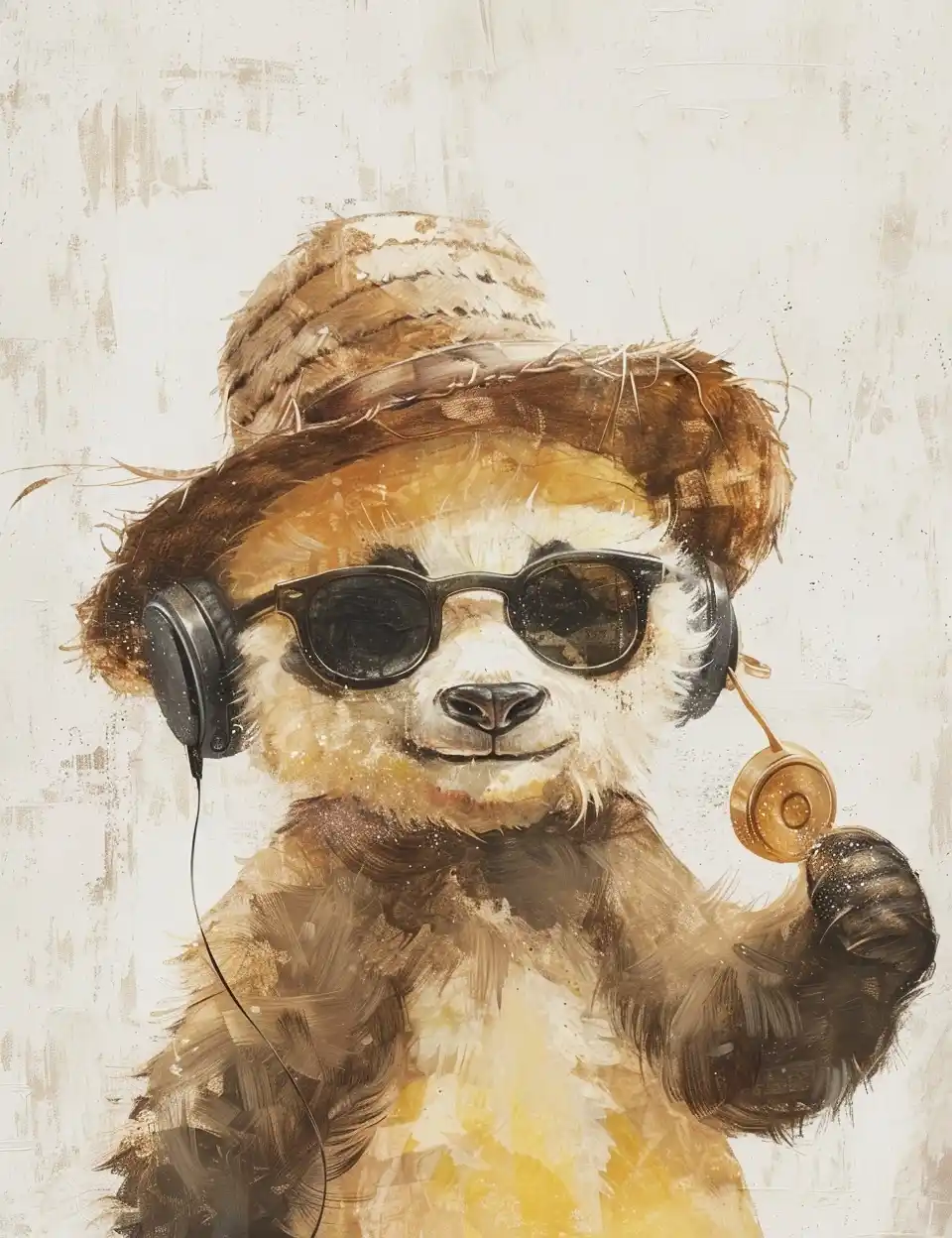 Mural Panda with Headphones Midjourney 提示词生成效果