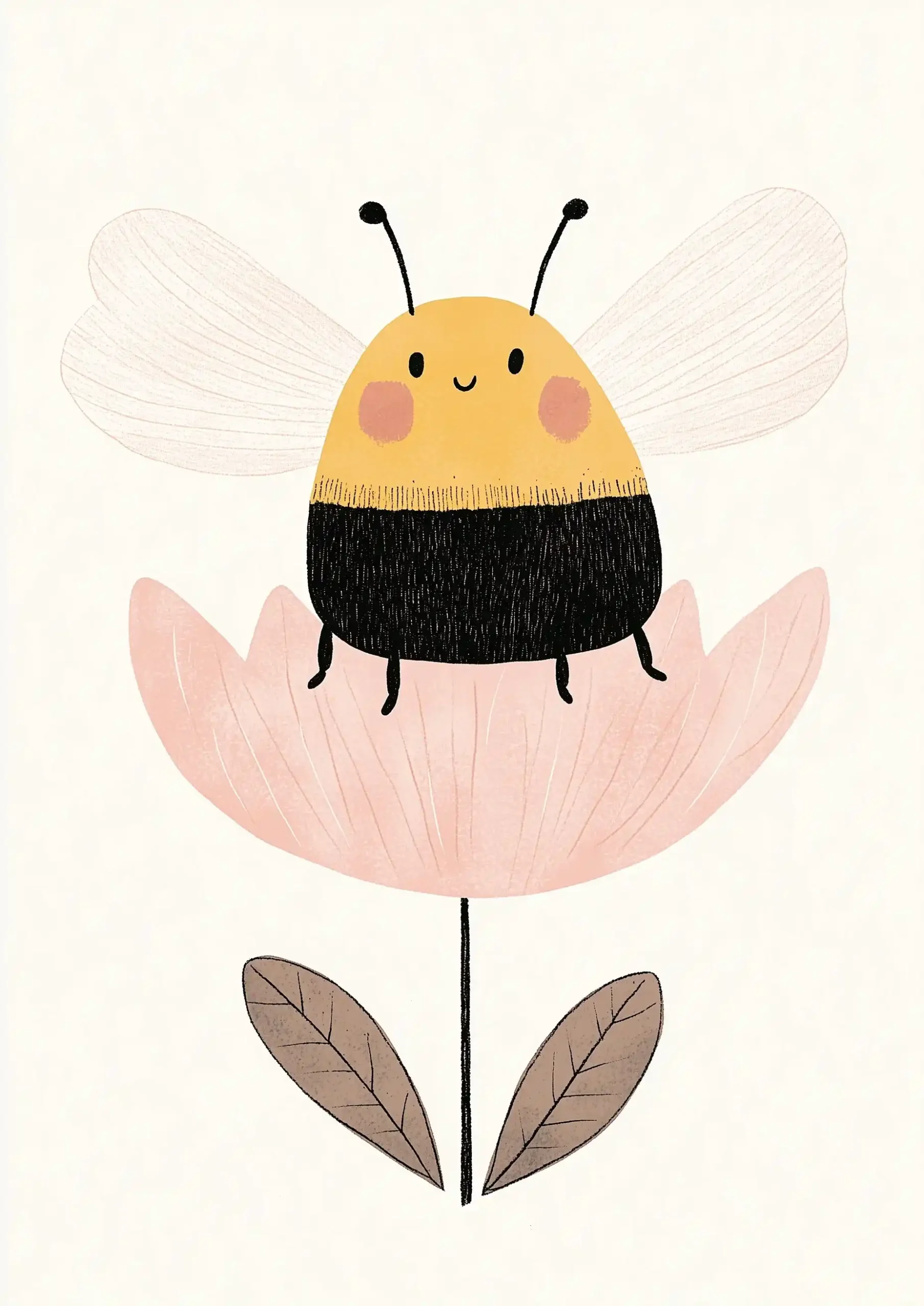 Vintage Cartoon Bumble Bee Midjourney提示词