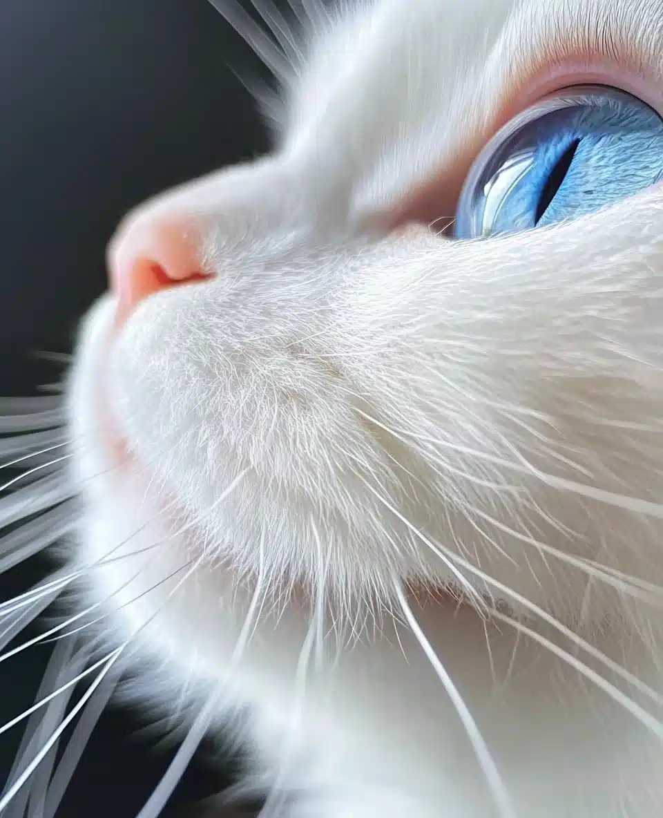 High-Resolution White Cat Midjourney提示词