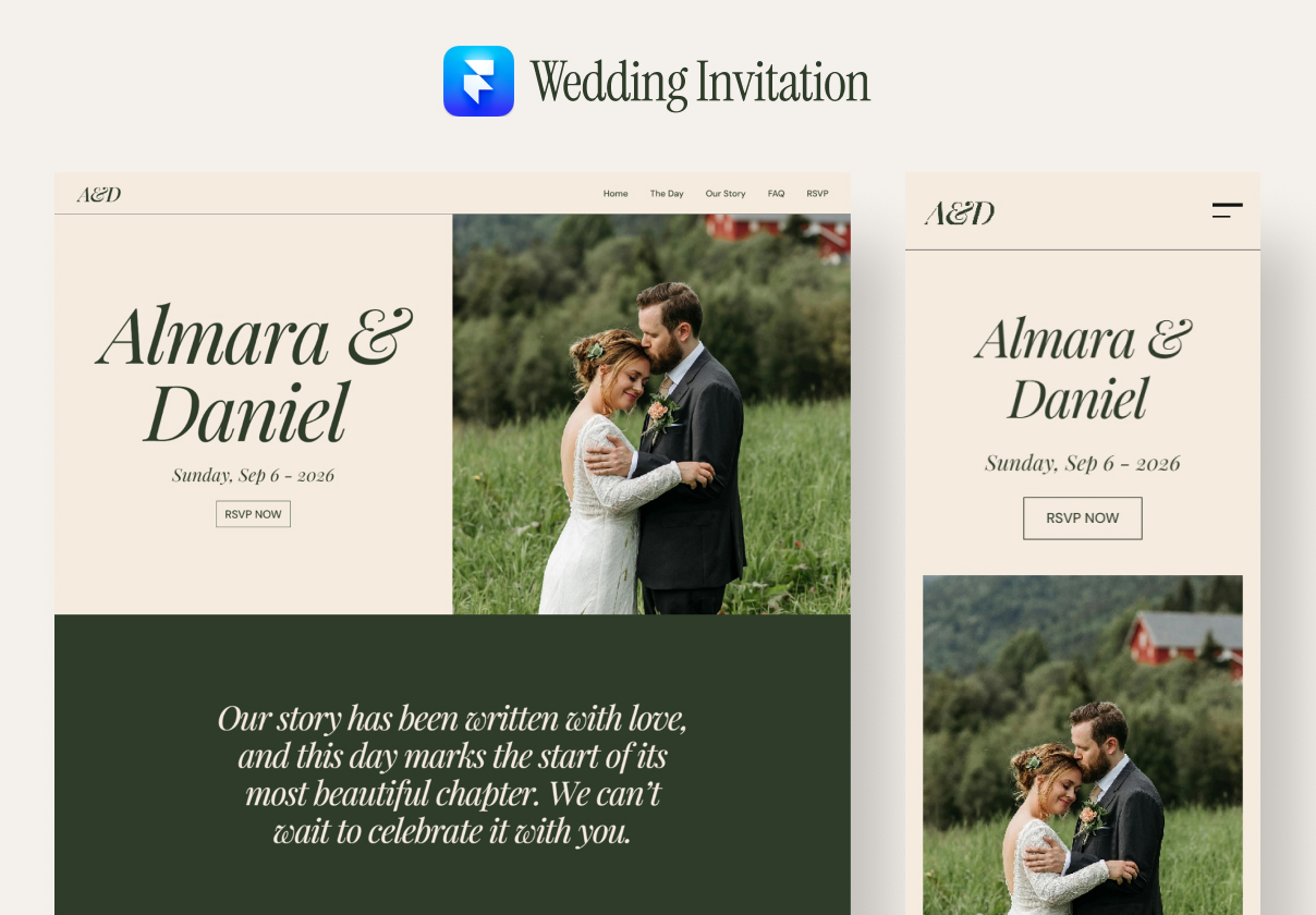 婚礼邀请Framer模板（Almara），Almara - Wedding Invitation Framer Template
