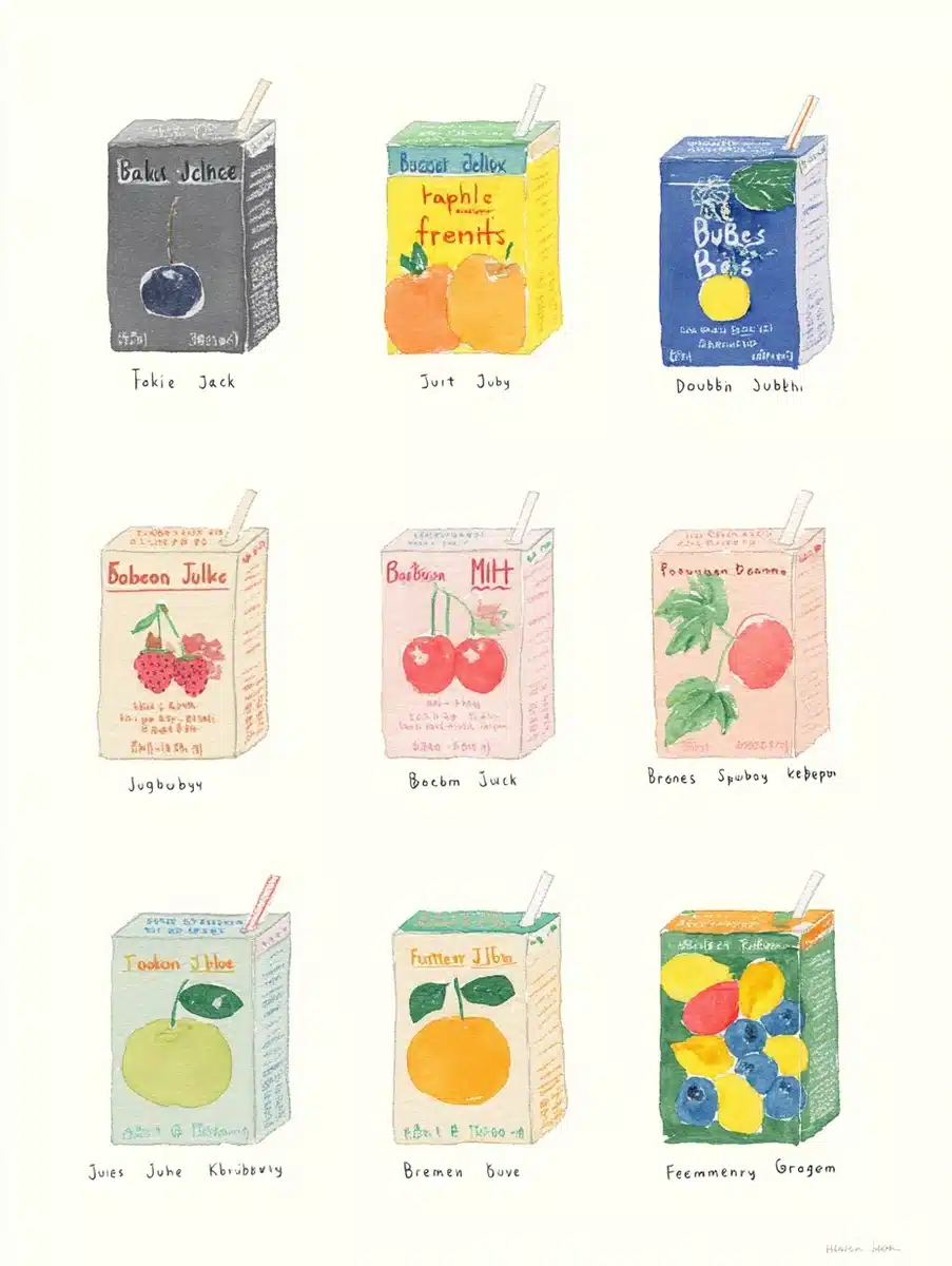 Watercolor Fruit Juice Branding Midjourney提示词