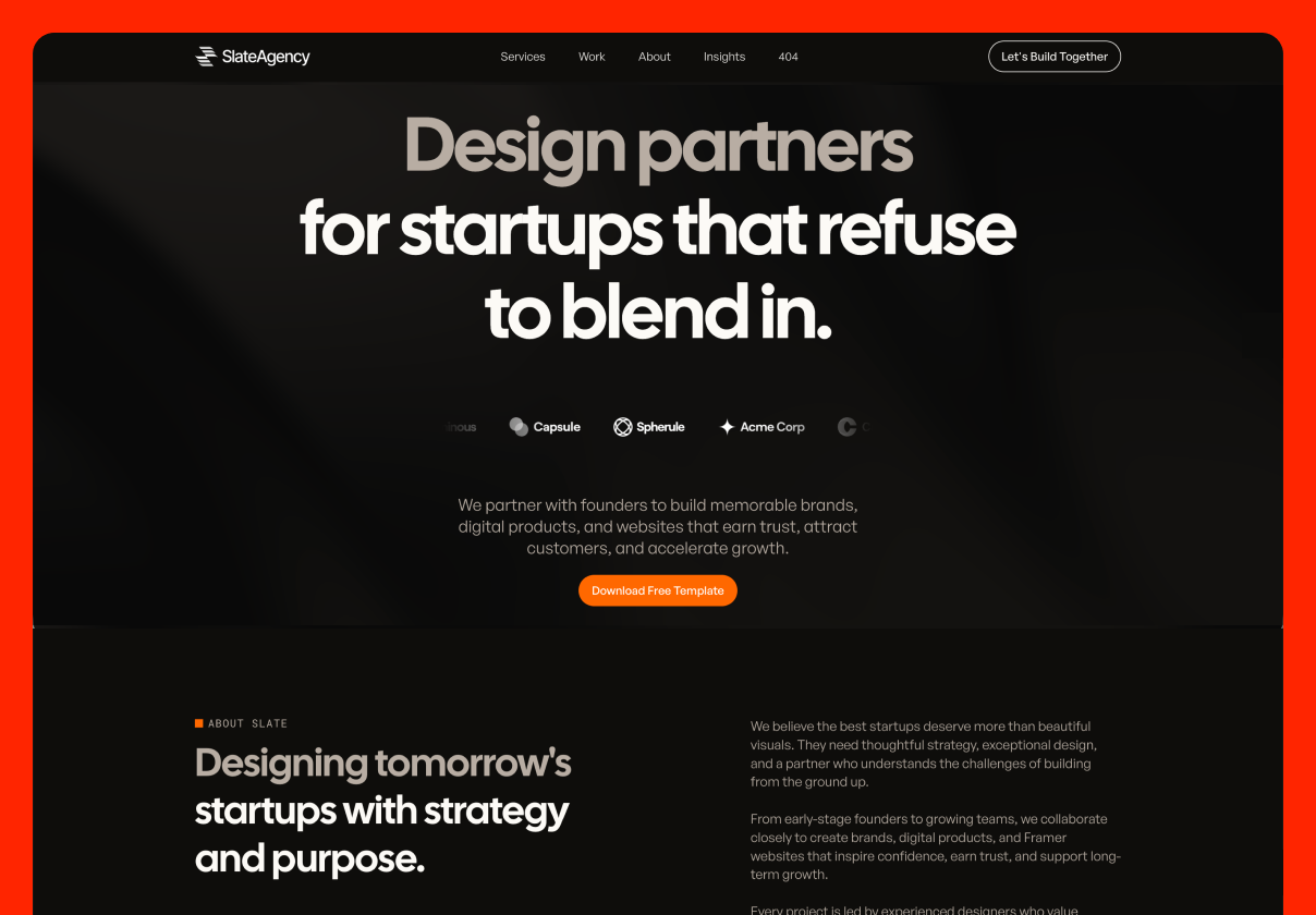 数字代理商Framer模板（Slate），Slate - A premium digital agency template