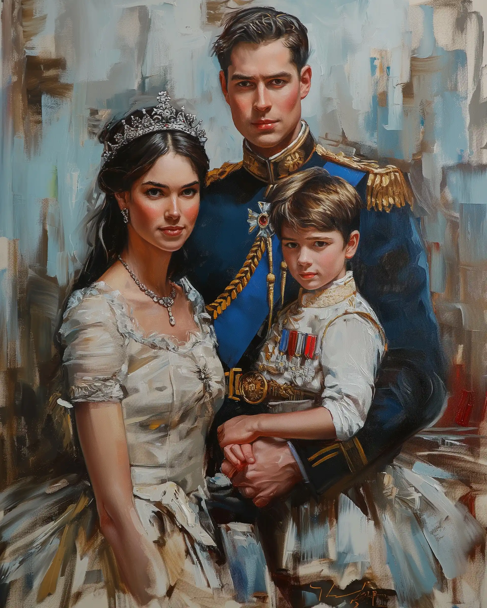Royal Family Portrait Oil Midjourney提示词