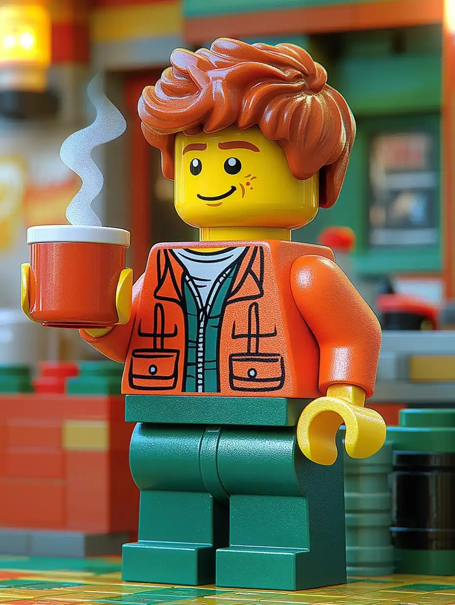 Detailed Lego Minifigure Caf Midjourney提示词