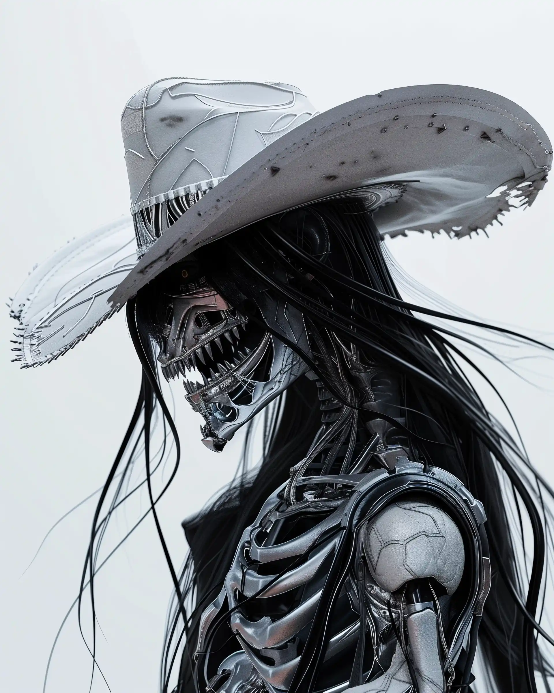 Surreal Robotic Cowboy Hat Midjourney提示词