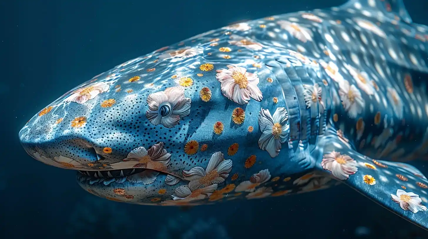 Cloisonne Shark in Deep Blue Midjourney提示词