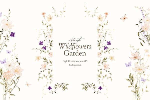 Delicate Watercolor Wildflowers