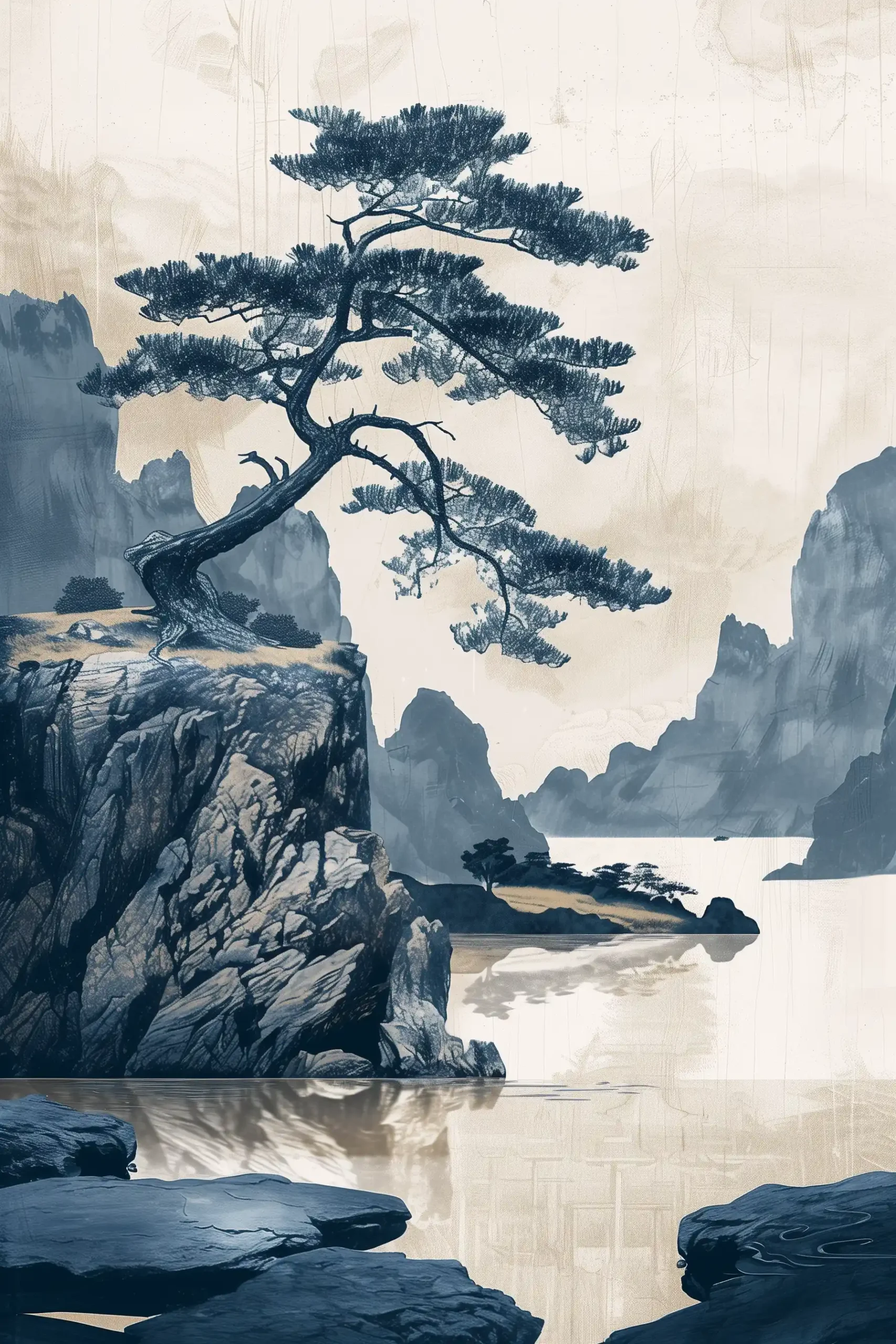 Heian Zen Garden Mural Midjourney提示词