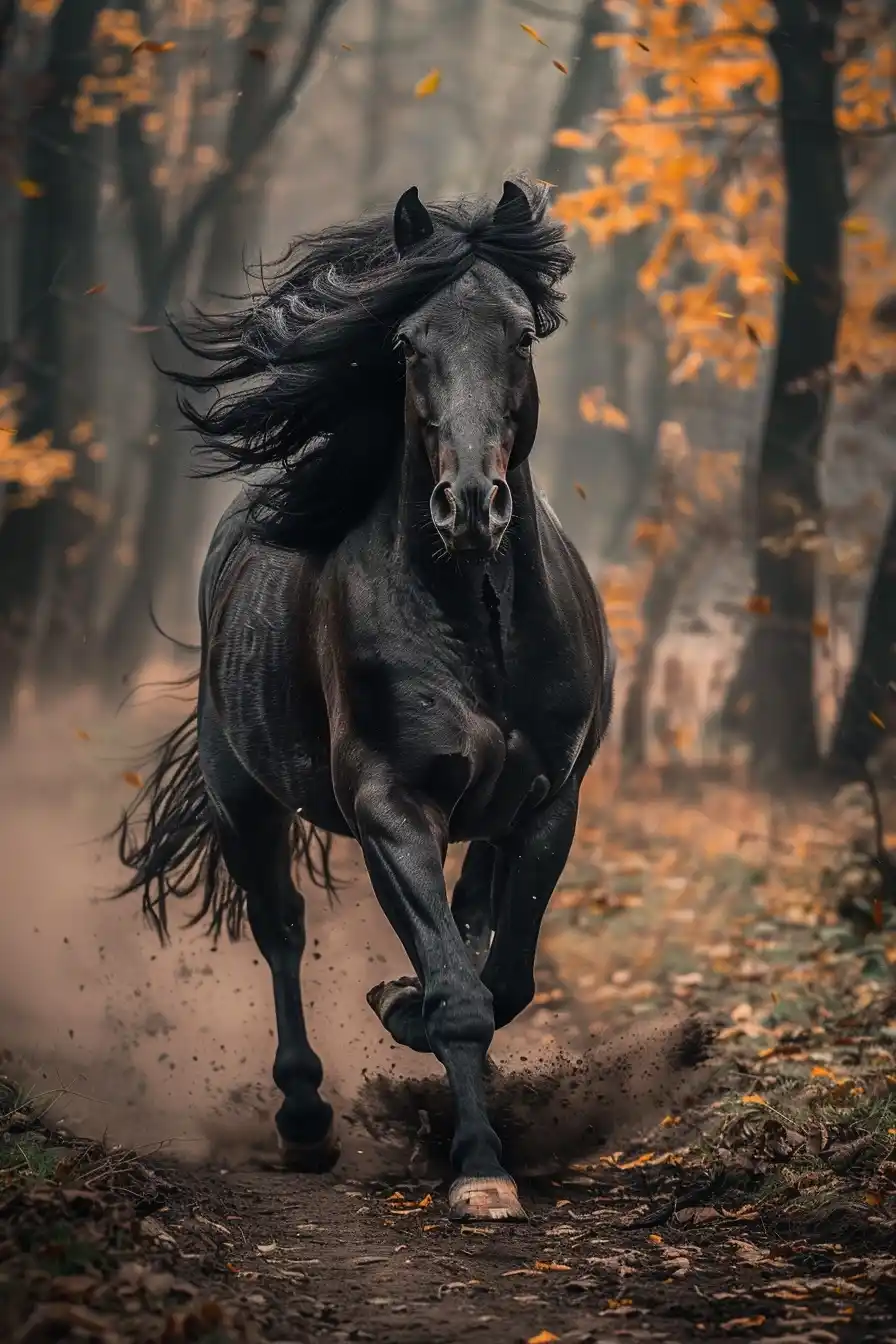 Friesian Horse Gallop Study Midjourney提示词
