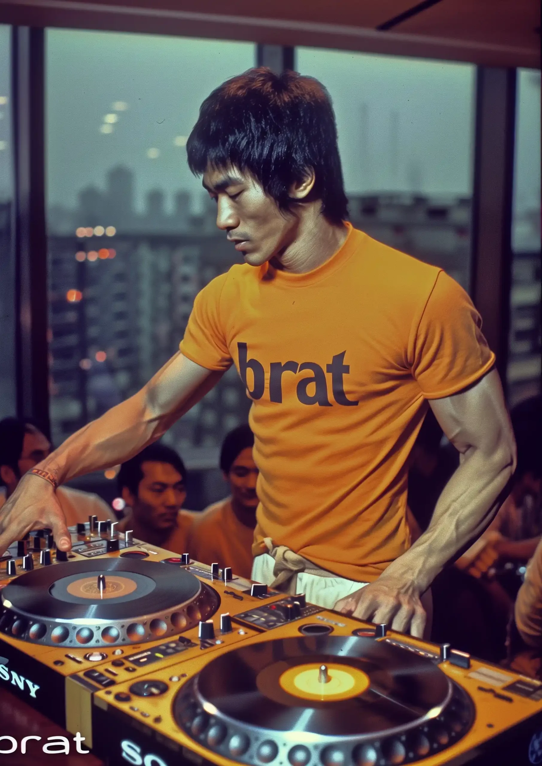Graphic DJ Bruce Lee Midjourney提示词