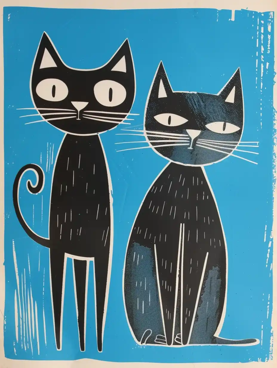 Saul Bass Cats Poster Midjourney提示词