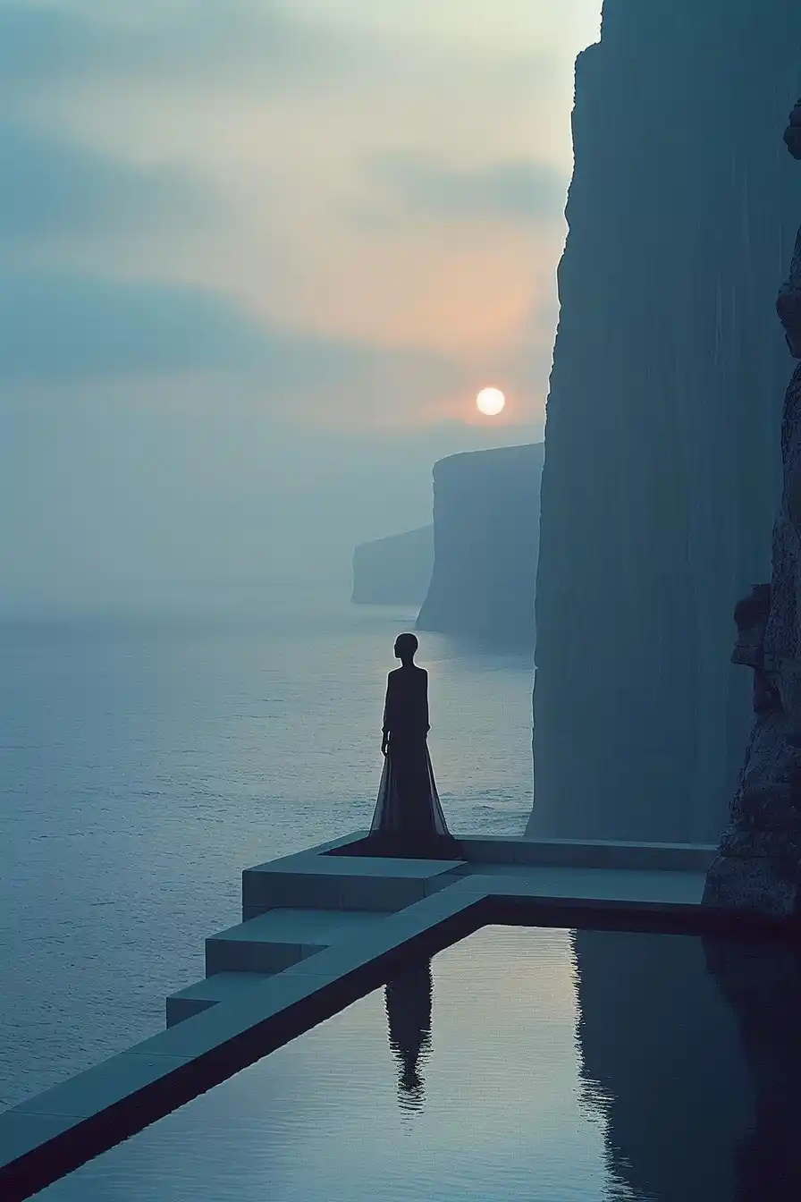 Modernist Cliff Silhouette Midjourney提示词