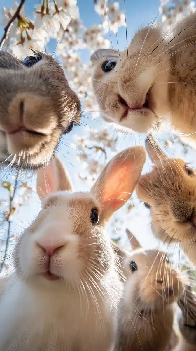 Rabbits Among Cherry Blossoms Midjourney提示词