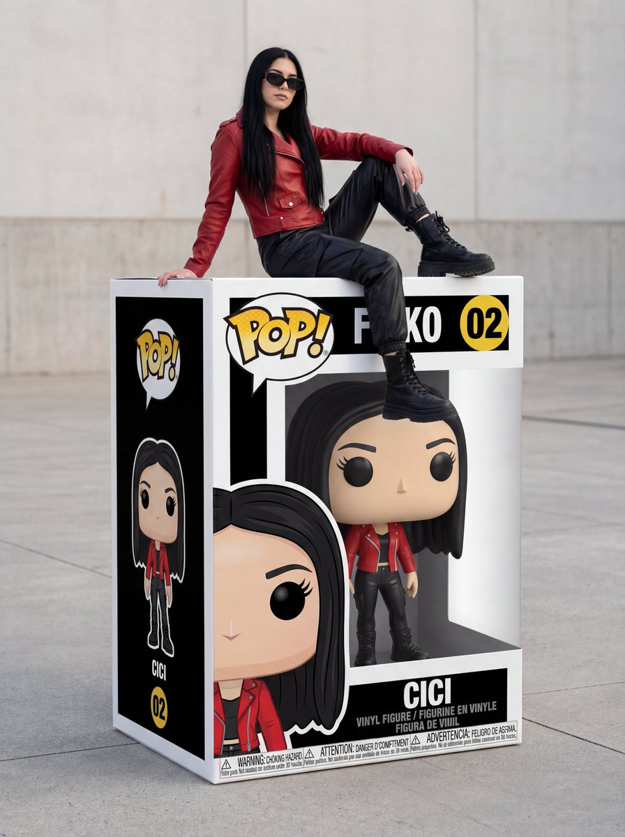 Custom Funko Pop | Woman in Red Jacket | Product Display Nano Banana提示词