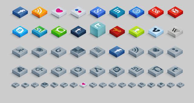 等距3D社交图标集