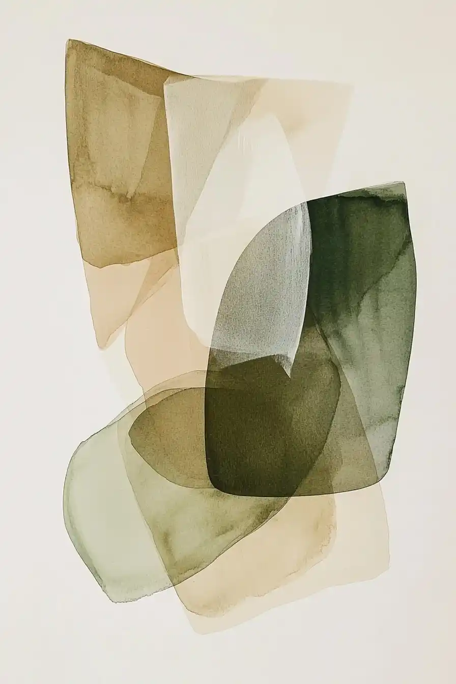 Minimalist Watercolor Shapes Midjourney提示词