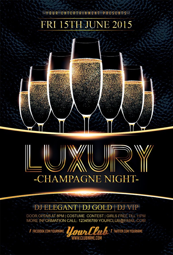 酒吧香槟酒海报psd素材下载