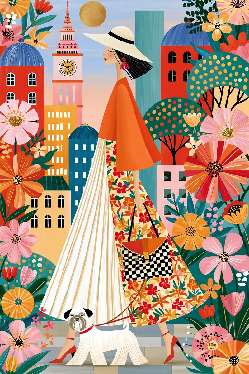 Cyber City Fashion Illustration Midjourney提示词