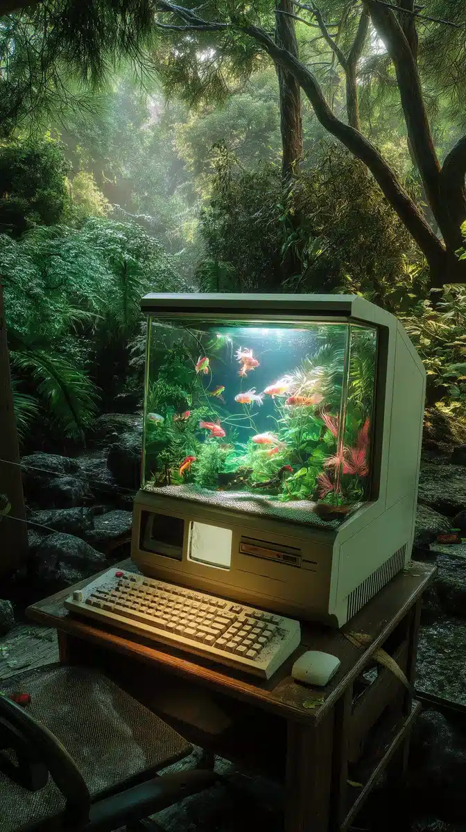 Surreal Fish Tank Macintosh Midjourney提示词