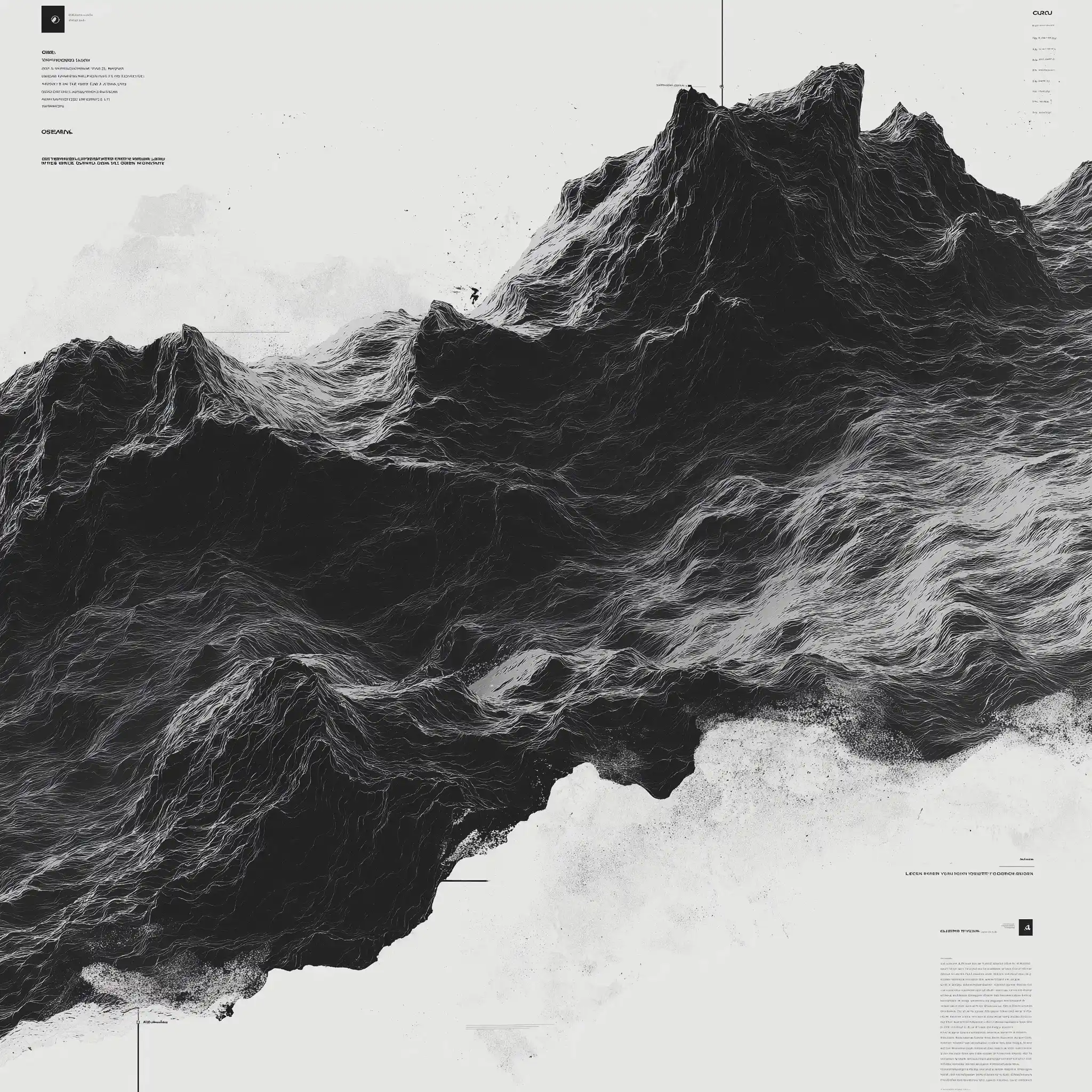 Glitch Waves in Black and White Midjourney提示词