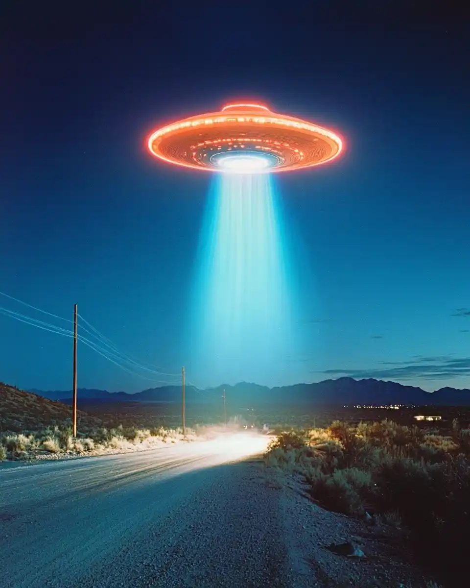 UFO Over Nevada Desert Midjourney提示词