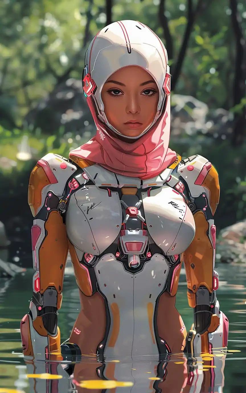 Colorful Gundam Hijab Model Midjourney提示词