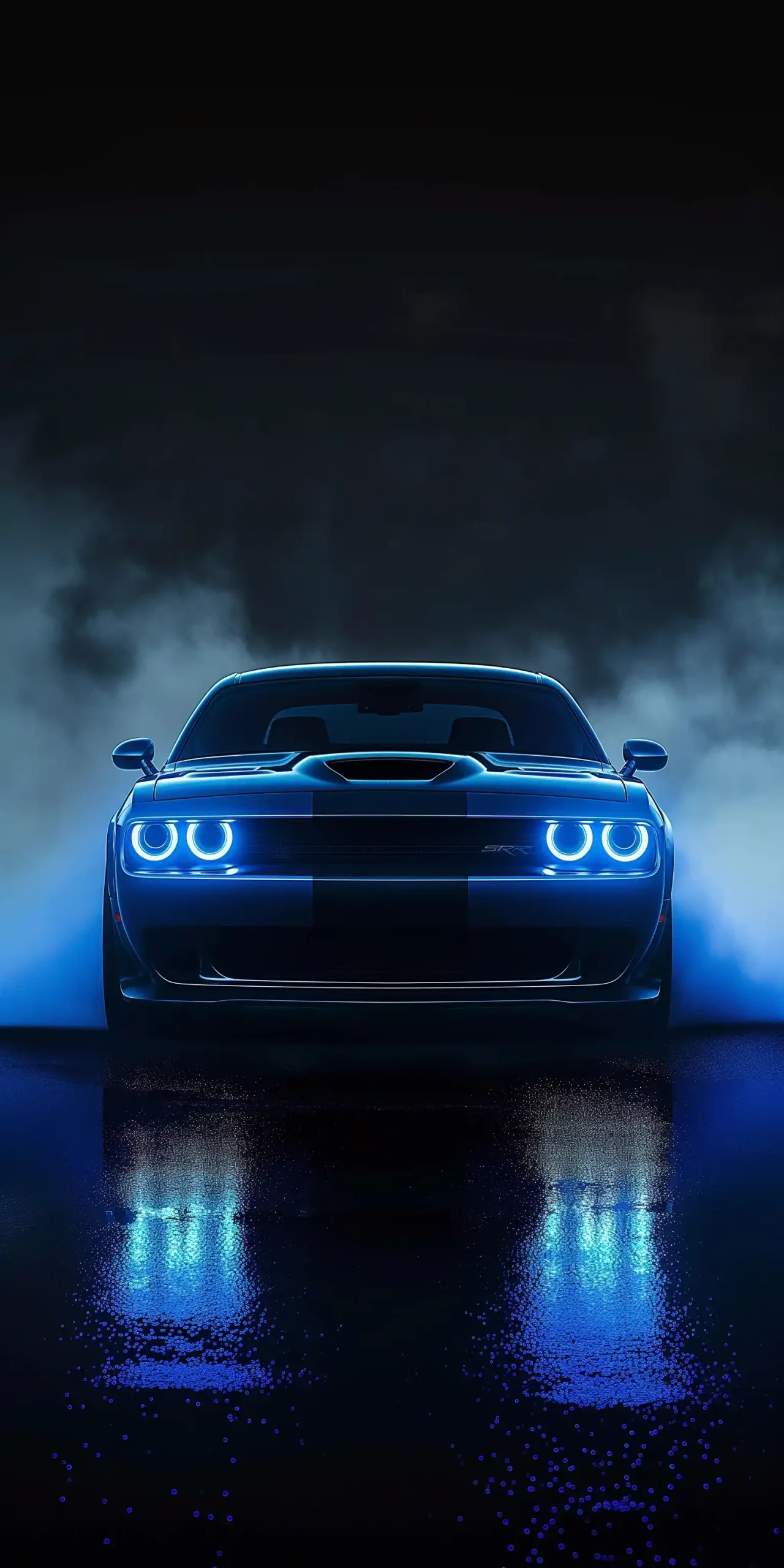 Blue Dodge Challenger Lights Midjourney提示词