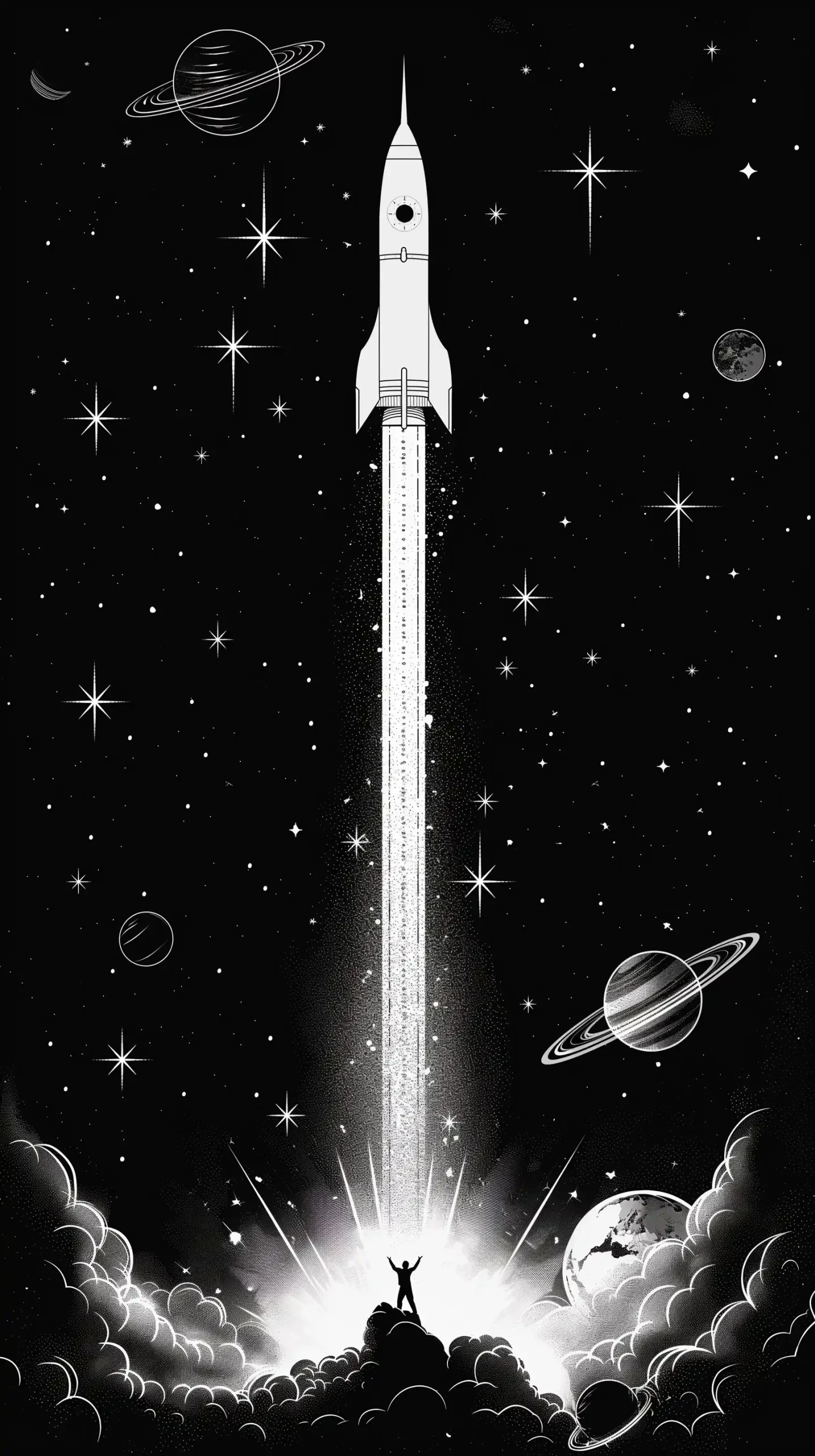 Minimalist Space Exploration Midjourney提示词