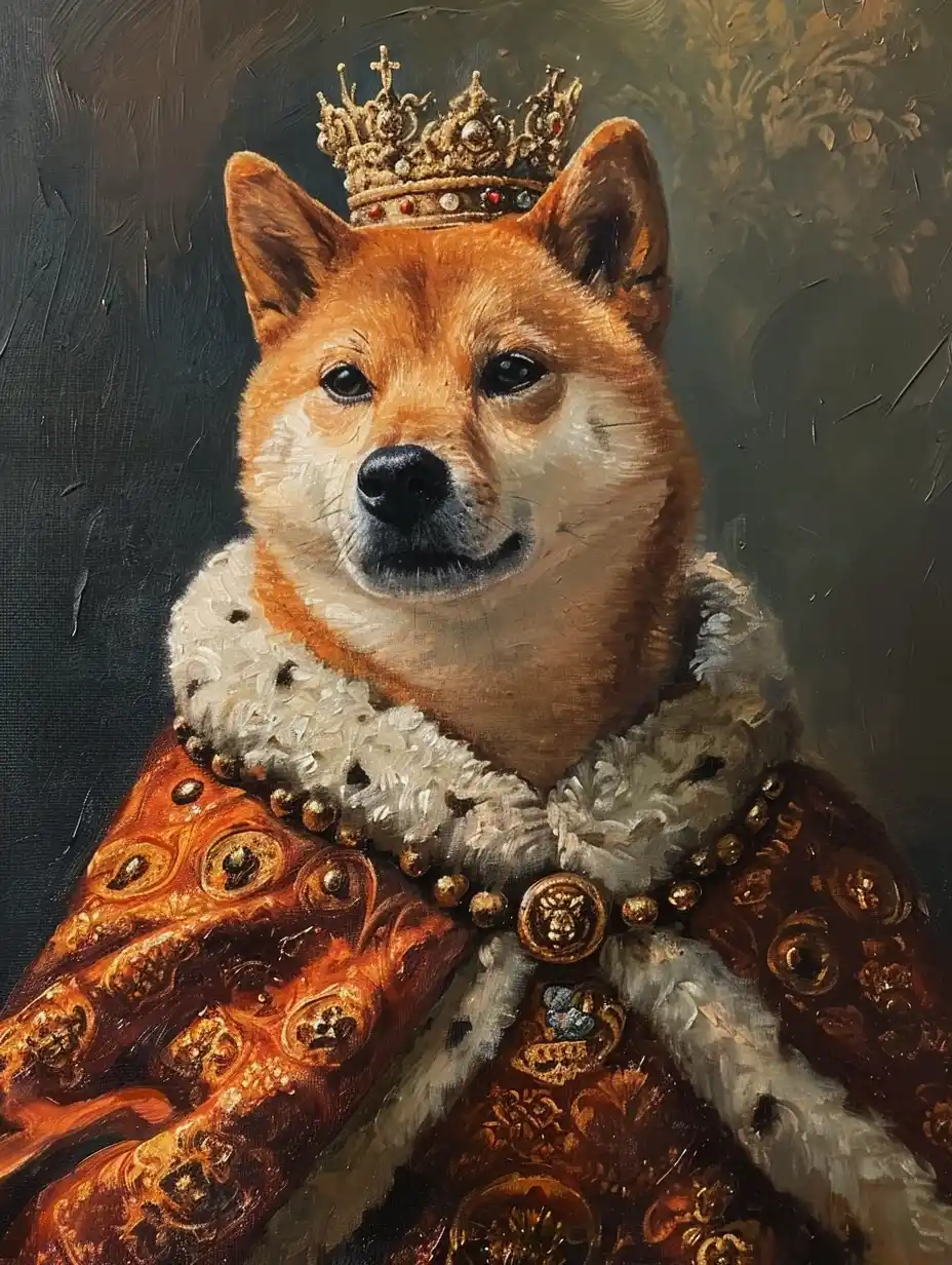 Regal Shiba Inu Oil Crown Midjourney提示词