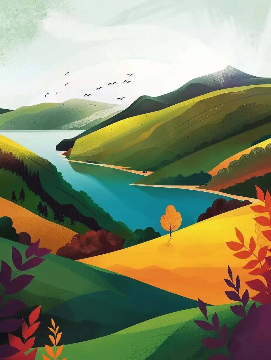 Minimalist Landscape Poster Midjourney提示词