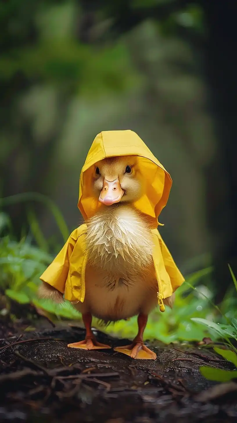 Photorealistic Duck Raincoat Midjourney 提示词生成效果