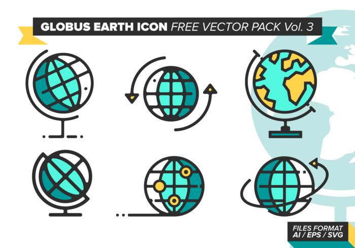 Globus Earth图标免费矢量包Vol。 3