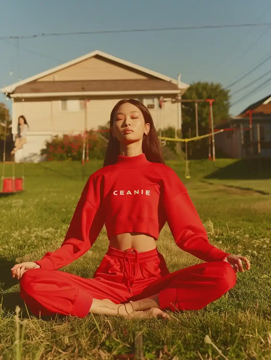 Fashionable Asian Mom Yoga Midjourney提示词